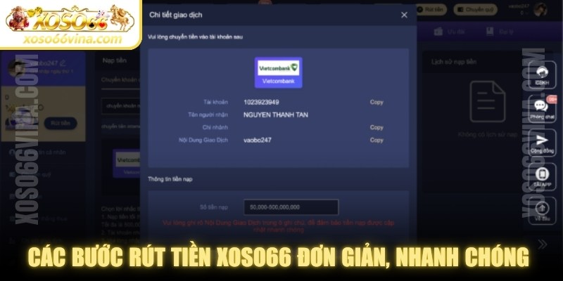 Rút Tiền XOSO66 VINA Nhanh & An Toàn Về Ngân Hàng